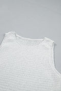 White Sleeveless Smocked Lace Peplum Top