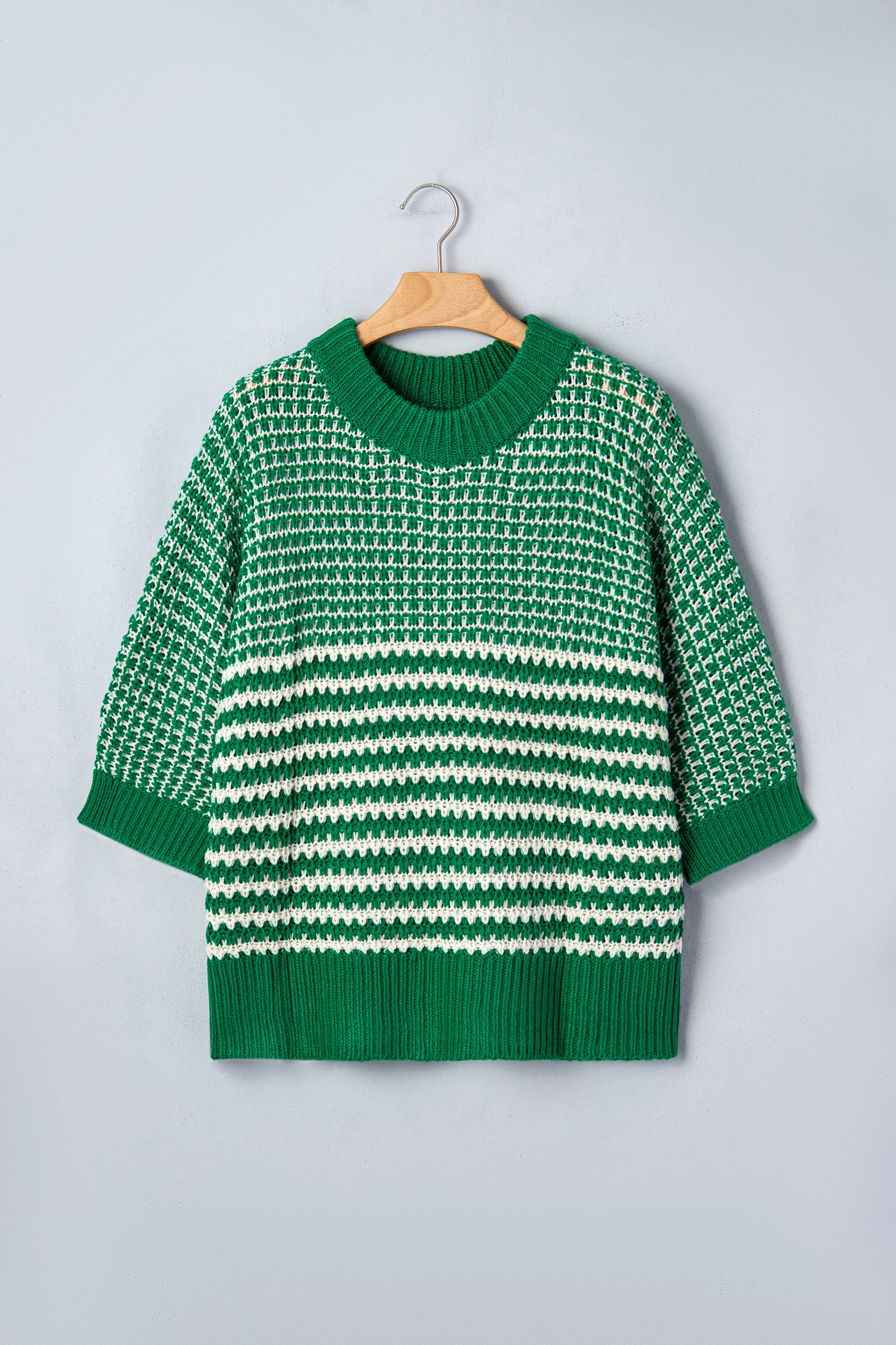 Red Stripe 3/4 Draped Sleeve Slouchy Sweater
