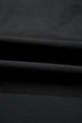 Black Short Puff Sleeve Contrast Embroidered Detail V Neck Blouse
