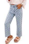 Sky Blue Polka Dot Casual Slim Fit Jeans