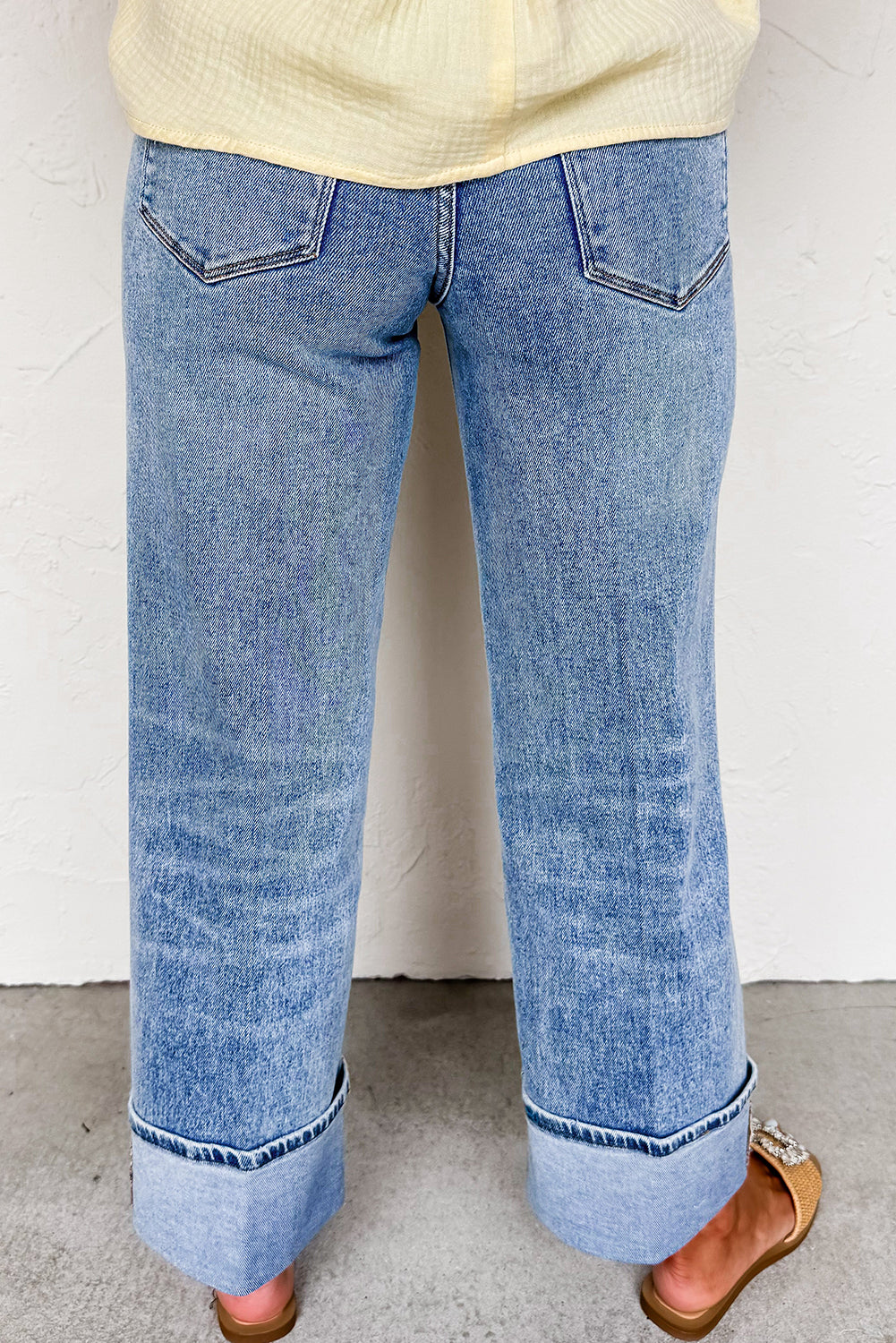 Myosotis Center Seam Straight High Waist Jeans
