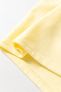 Yellow Cream Eyelet Embroidered Lace Splicing Sleeve Loose T Shirt Dress