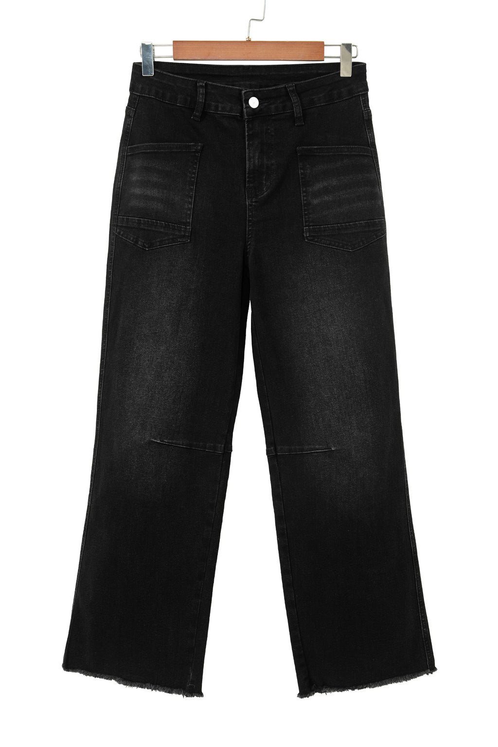 Sail Blue Frayed Cropped Barrel Jeans