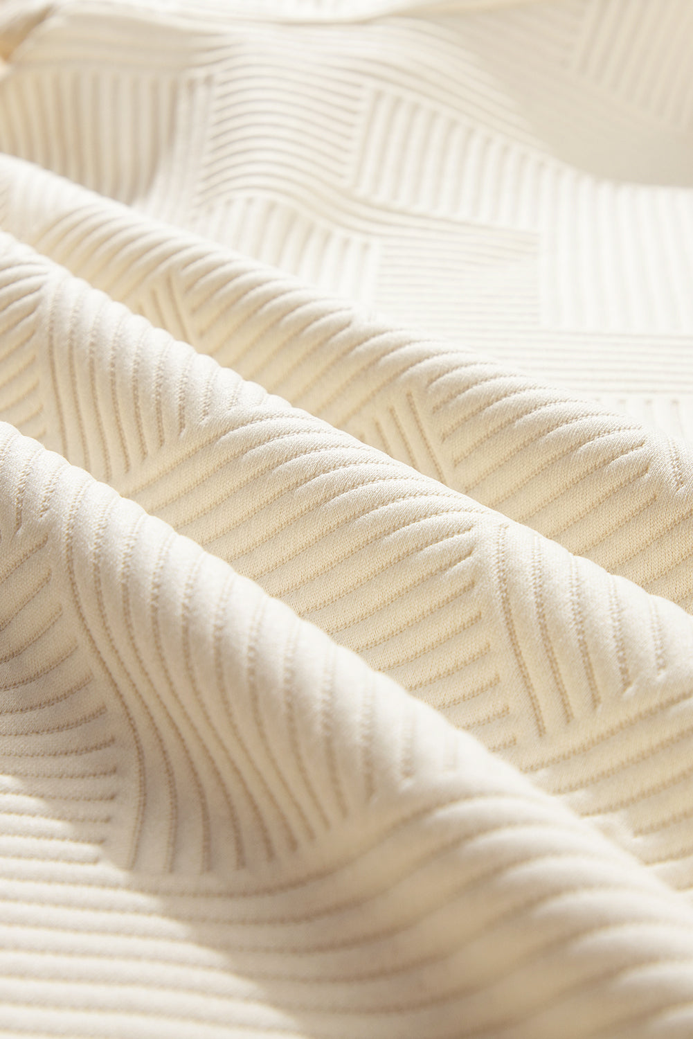 Oatmeal Solid Color Textured Puff Sleeve T-shirt
