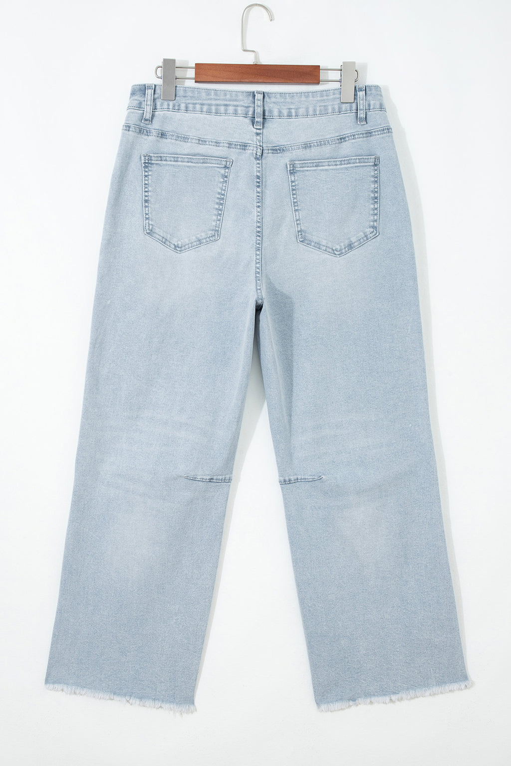 Sail Blue Frayed Cropped Barrel Jeans