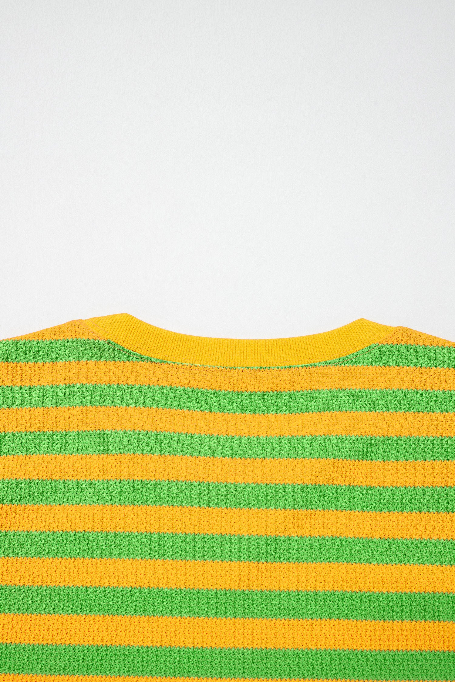 Green Stripe Puff Short Sleeve T Shirt Matching Shorts Set