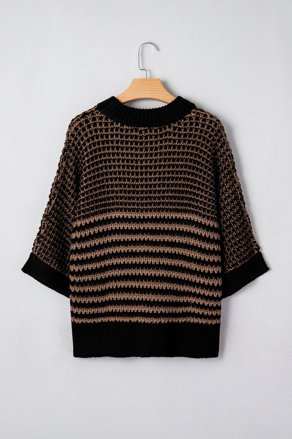 Red Stripe 3/4 Draped Sleeve Slouchy Sweater