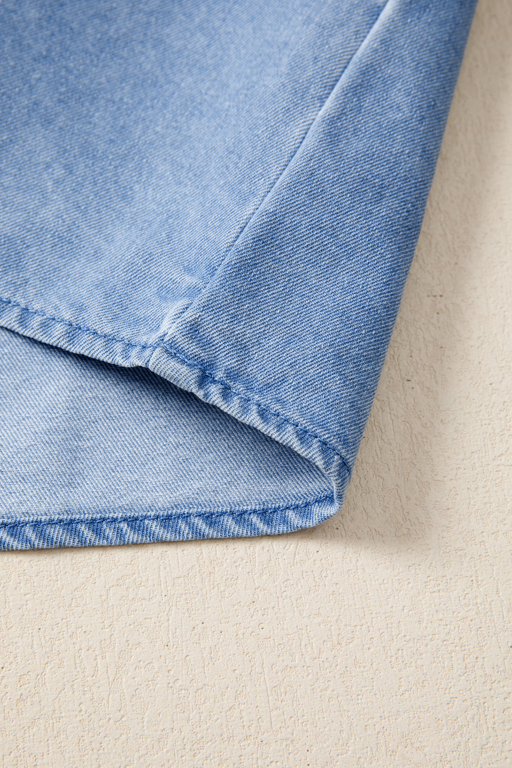 White Frilled Collar Flutter Sleeve Denim Top